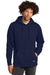 New Era NEA550 Mens Comeback Fleece Hooded Sweatshirt Hoodie w/ Pouch Pocket True Navy Blue Model Front