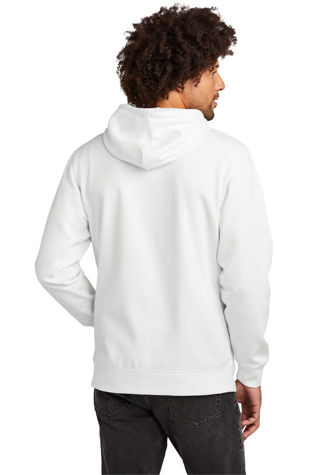 New Era NEA550 Mens Comeback Fleece Hooded Sweatshirt Hoodie w/ Pouch Pocket White Model Back