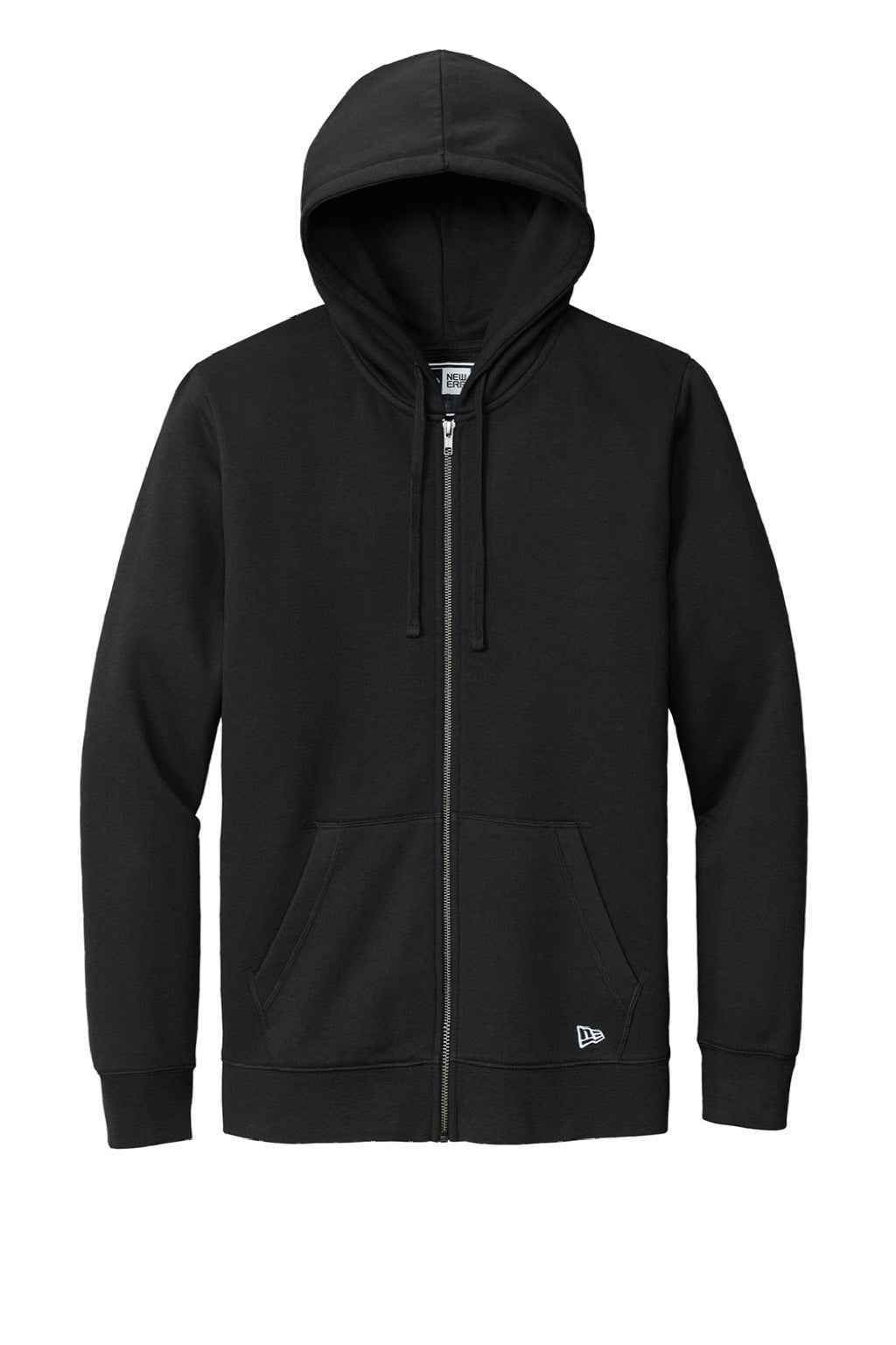 New Era NEA551 Mens Comeback Fleece Full Zip Hooded Sweatshirt Hoodie w/ Pockets Black Flat Front