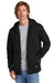 New Era NEA551 Mens Comeback Fleece Full Zip Hooded Sweatshirt Hoodie w/ Pockets Black Model Front