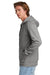 New Era NEA551 Mens Comeback Fleece Full Zip Hooded Sweatshirt Hoodie w/ Pockets Heather Dark Grey Model Side