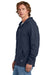 New Era NEA551 Mens Comeback Fleece Full Zip Hooded Sweatshirt Hoodie w/ Pockets True Navy Blue Model Side
