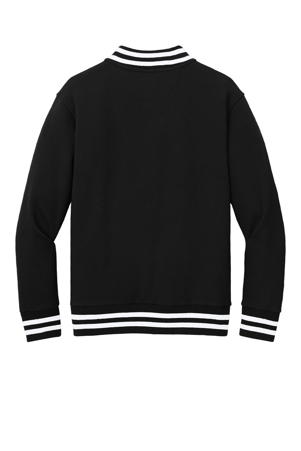 New Era NEA560 Mens Varsity Heavyweight Fleece Snap Down Jacket Black Flat Back