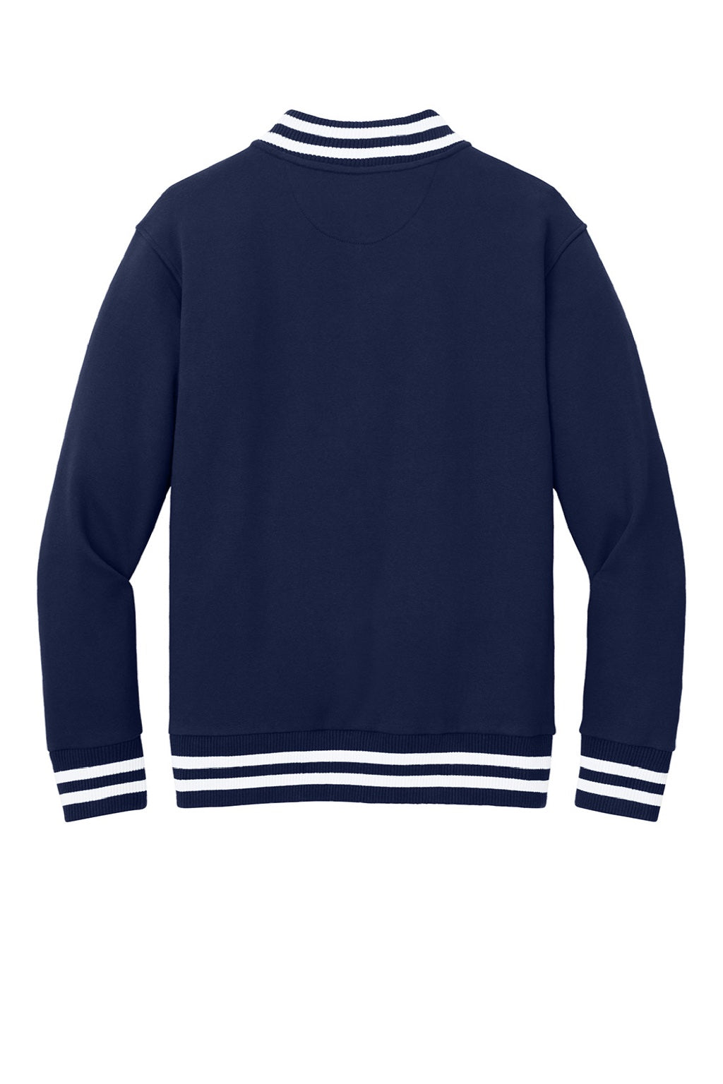 New Era NEA560 Mens Varsity Heavyweight Fleece Snap Down Jacket True Navy Blue Flat Back