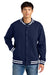New Era NEA560 Mens Varsity Heavyweight Fleece Snap Down Jacket True Navy Blue Model Front