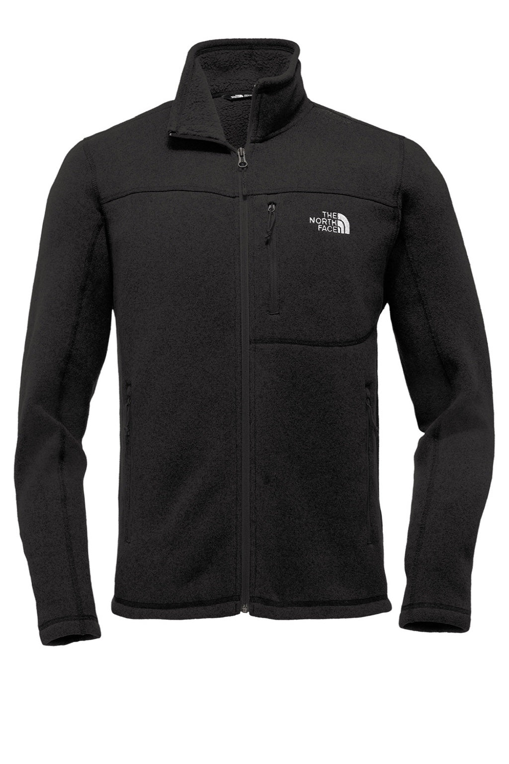 The North Face NF0A3LH7 Mens Full Zip Sweater Fleece Jacket Heather Black Flat Front