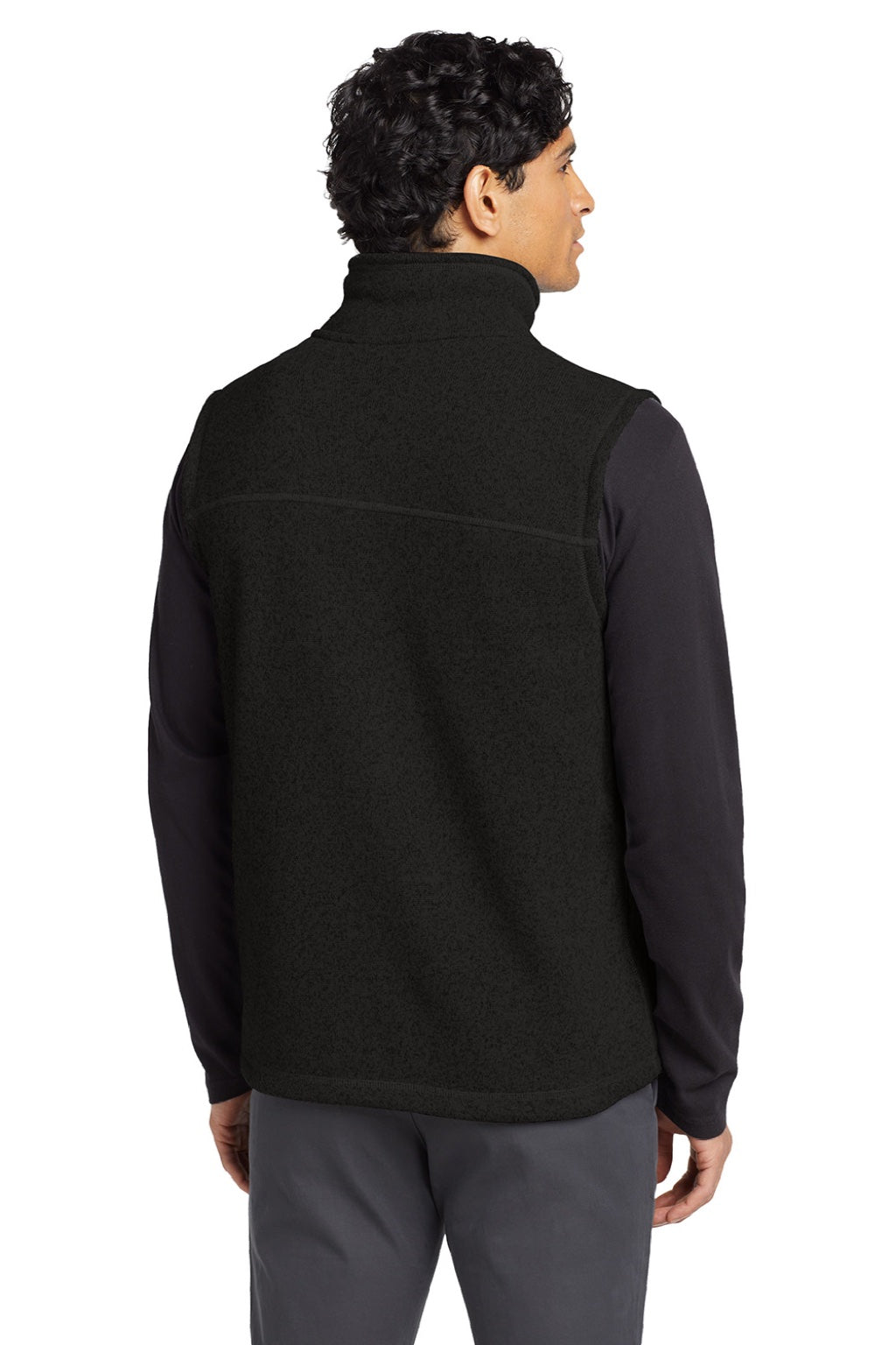 The North Face NF0A47FA Mens Sweater Fleece Full Zip Vest Heather Black Model Back