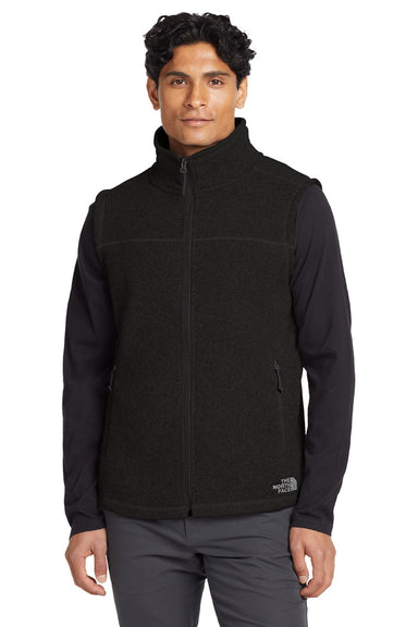The North Face NF0A47FA Mens Sweater Fleece Full Zip Vest Heather Black Model Front