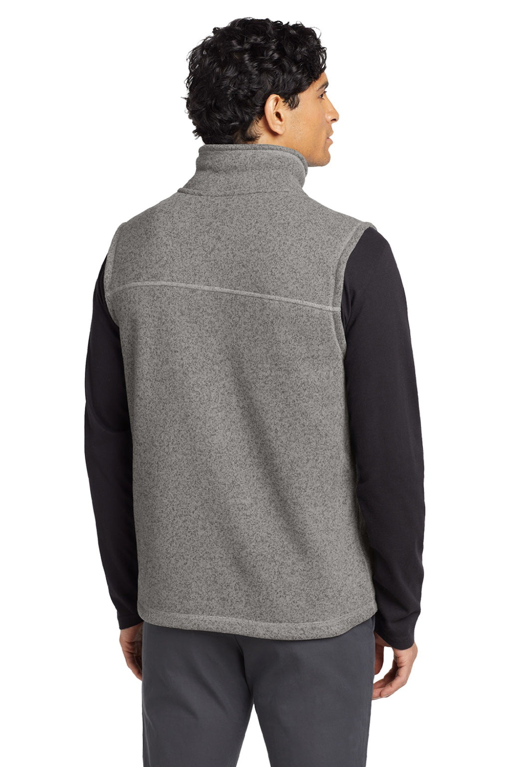 The North Face NF0A47FA Mens Sweater Fleece Full Zip Vest Heather Medium Grey Model Back