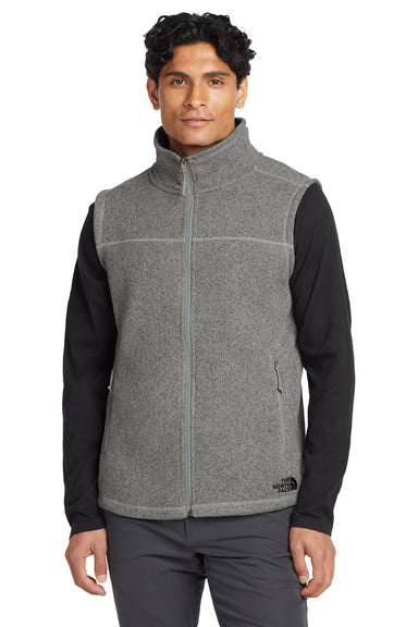 The North Face NF0A47FA Mens Sweater Fleece Full Zip Vest Heather Medium Grey Model Front