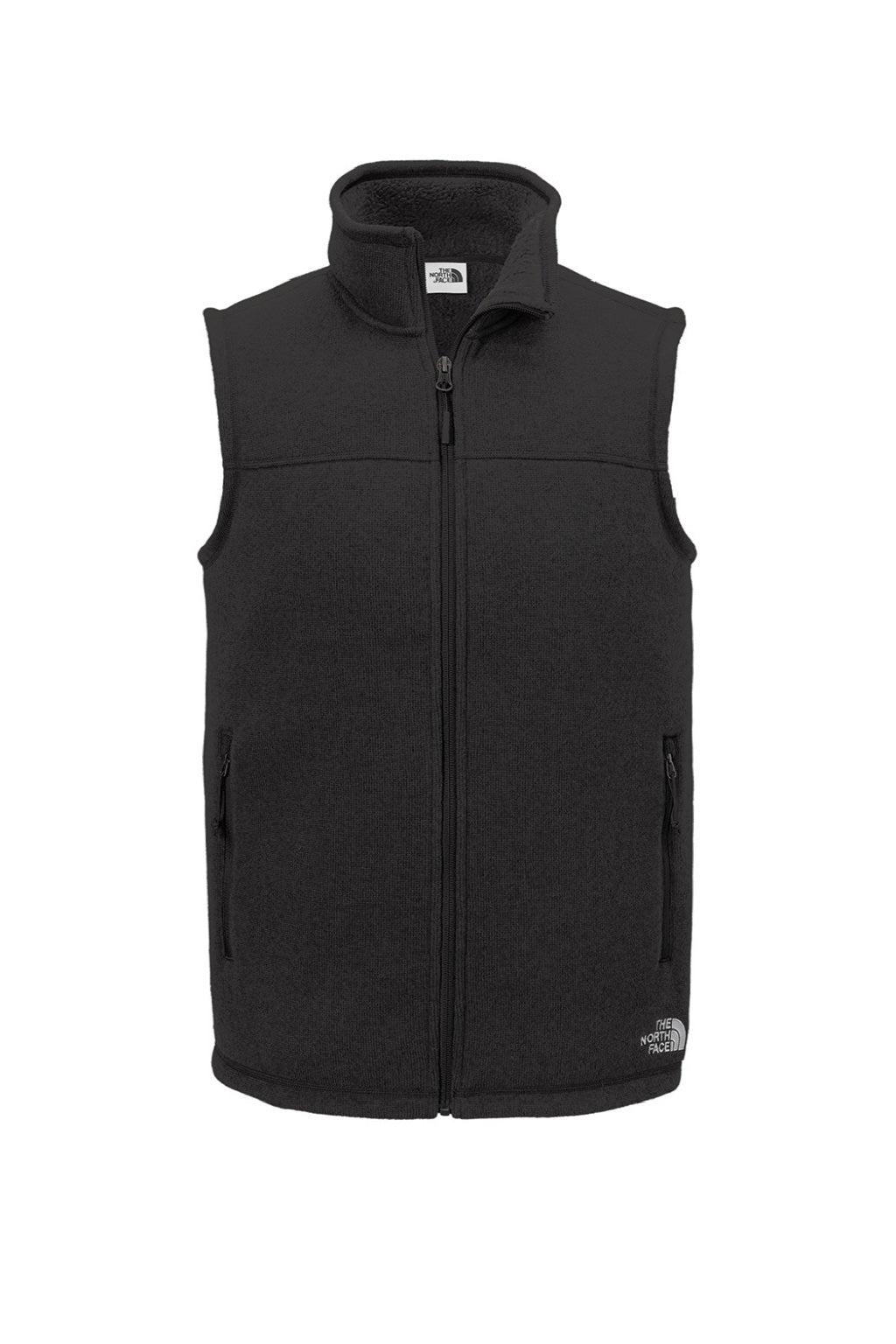 The North Face NF0A47FA Mens Sweater Fleece Full Zip Vest Heather Black Flat Front