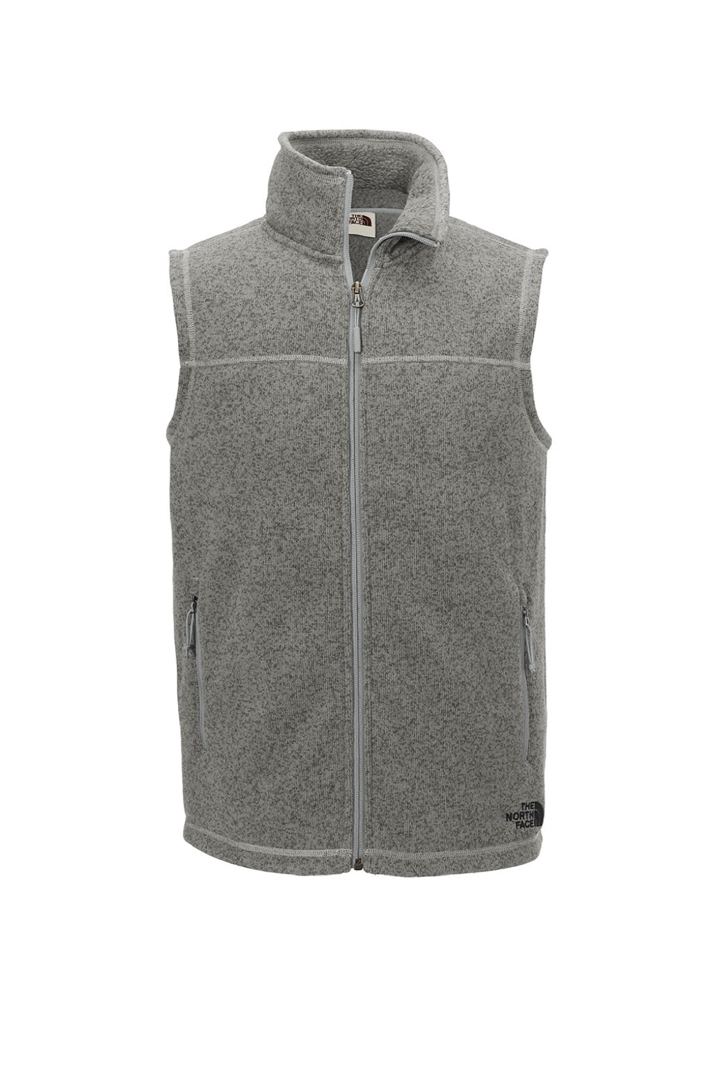 The North Face NF0A47FA Mens Sweater Fleece Full Zip Vest Heather Medium Grey Flat Front