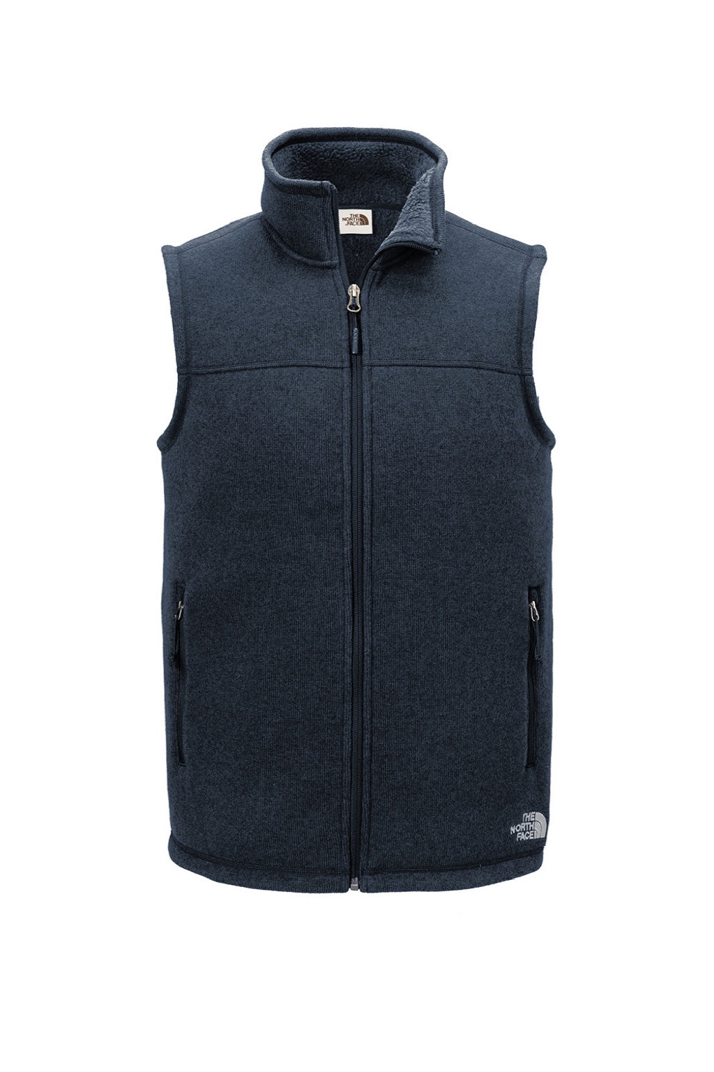The North Face NF0A47FA Mens Sweater Fleece Full Zip Vest Heather Urban Navy Blue Flat Front