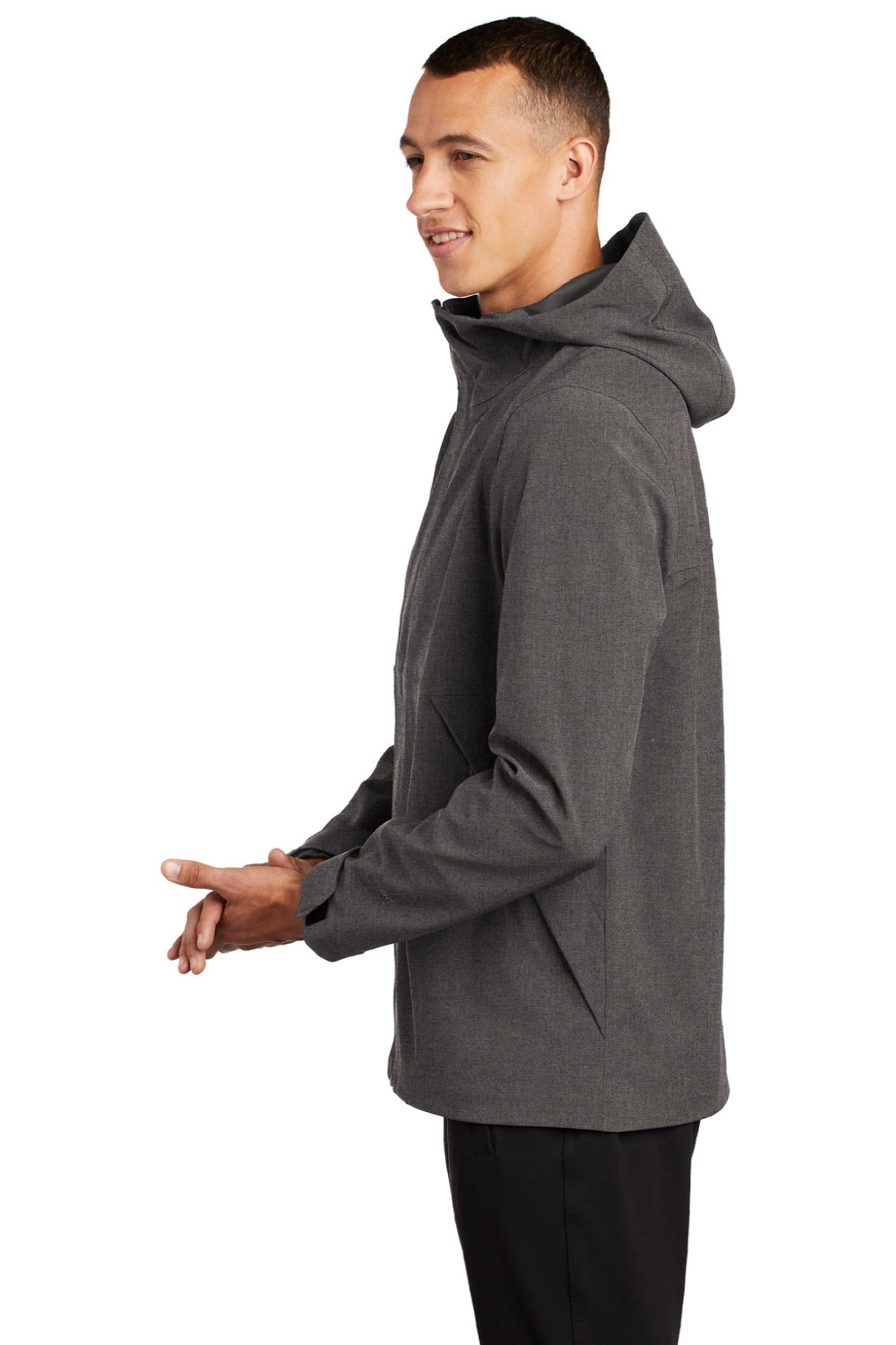 The North Face NF0A47FI Mens Apex DryVent Windproof & Waterproof Full Zip Hooded Jacket Heather Dark Grey Model Side