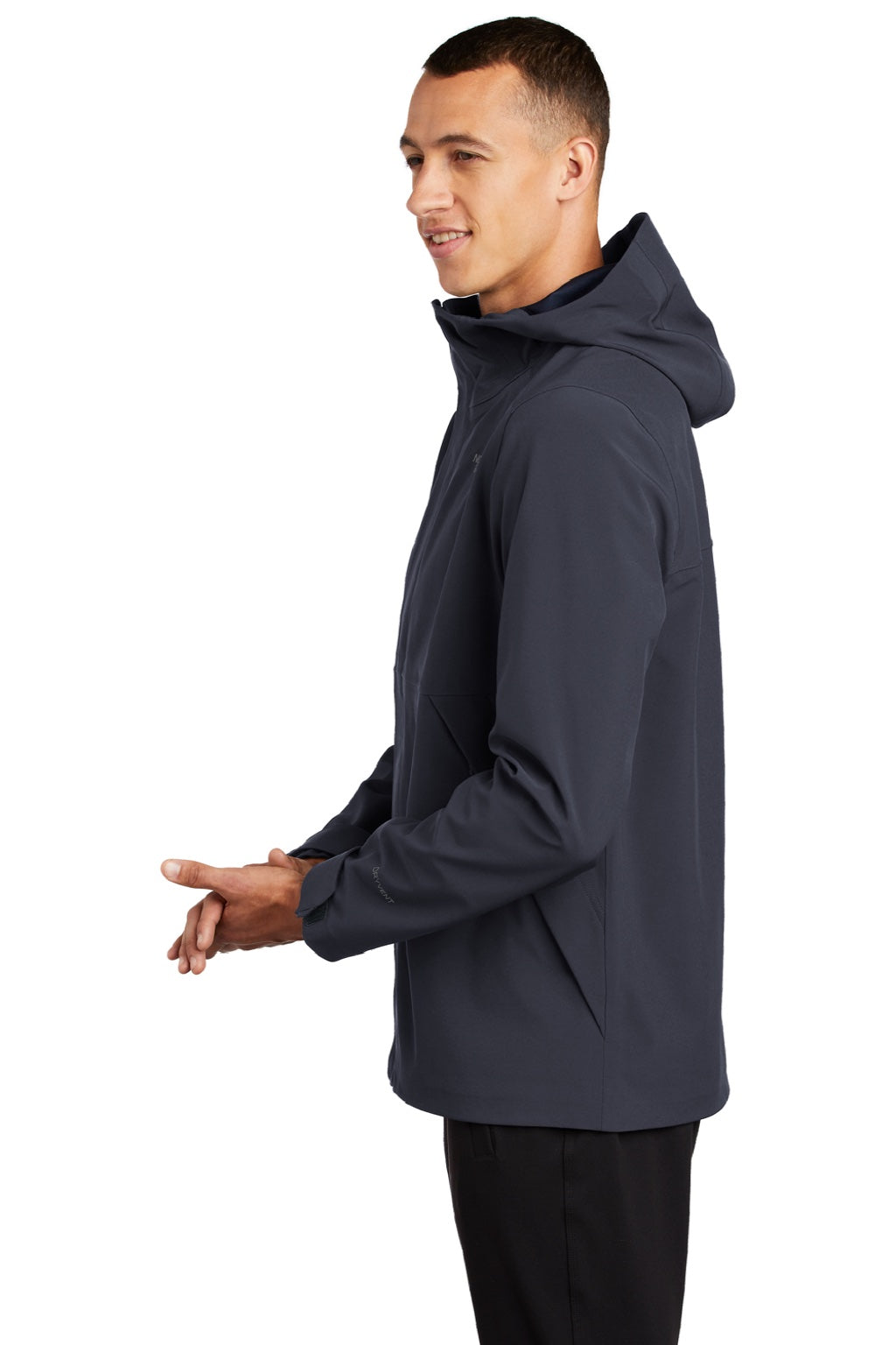 The North Face NF0A47FI Mens Apex DryVent Windproof & Waterproof Full Zip Hooded Jacket Urban Navy Blue Model Side