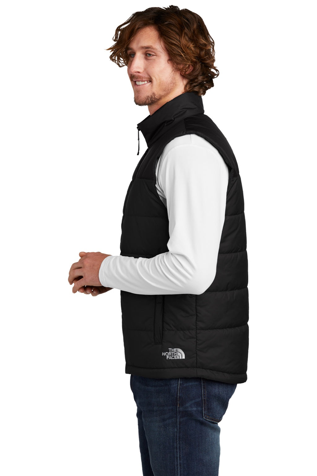 The North Face NF0A529A Mens Water Resistant Everyday Insulated Full Zip Vest Black Model Side
