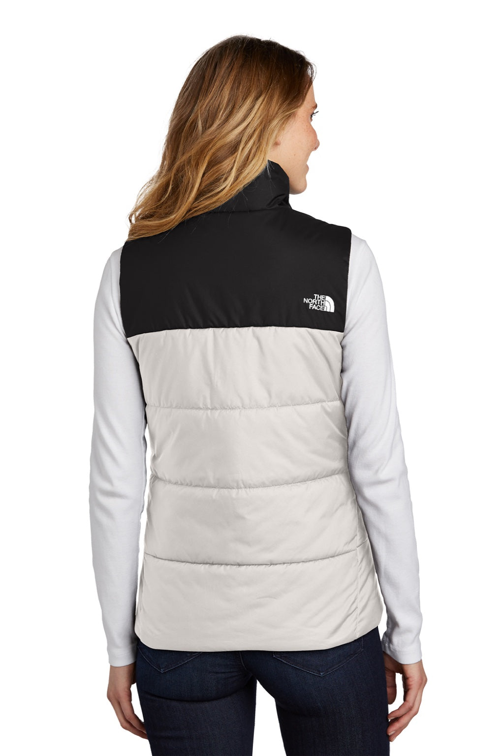 The North Face NF0A529Q Womens Water Resistant Everyday Insulated Full Zip Vest Vintage White Model Back