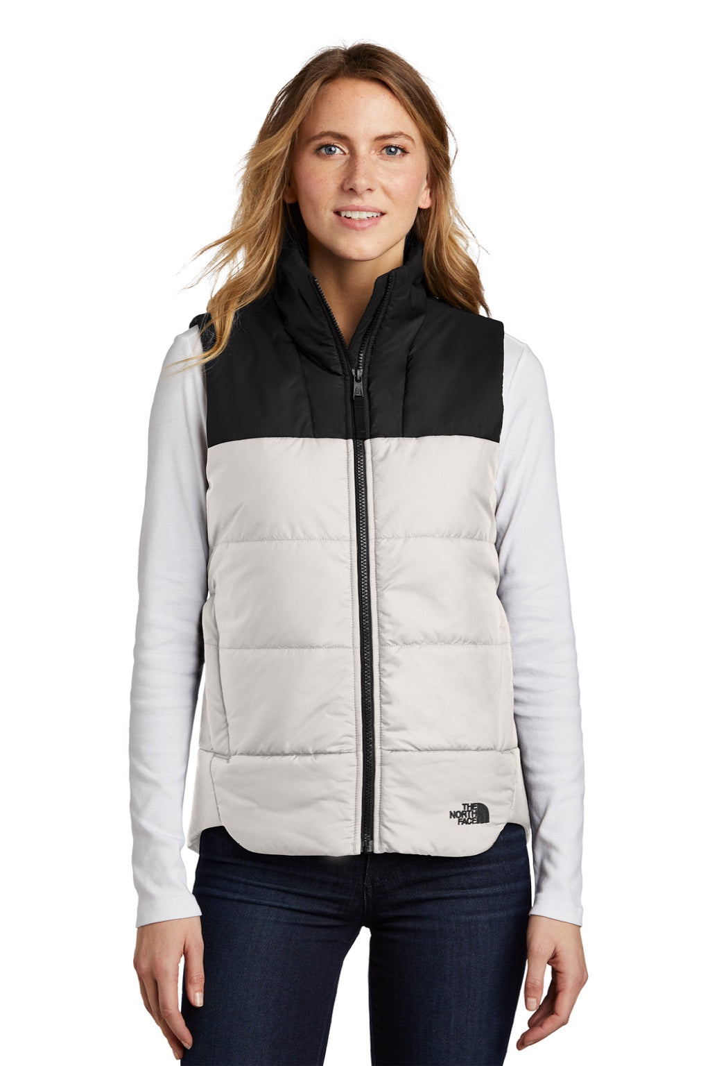 The North Face NF0A529Q Womens Water Resistant Everyday Insulated Full Zip Vest Vintage White Model Front