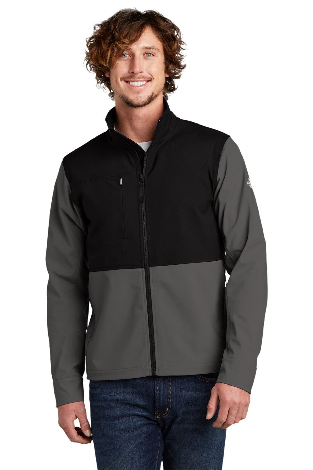 The North Face NF0A552Z Mens Castle Rock Wind & Water Resistant Full Zip Jacket Asphalt Grey Model Front
