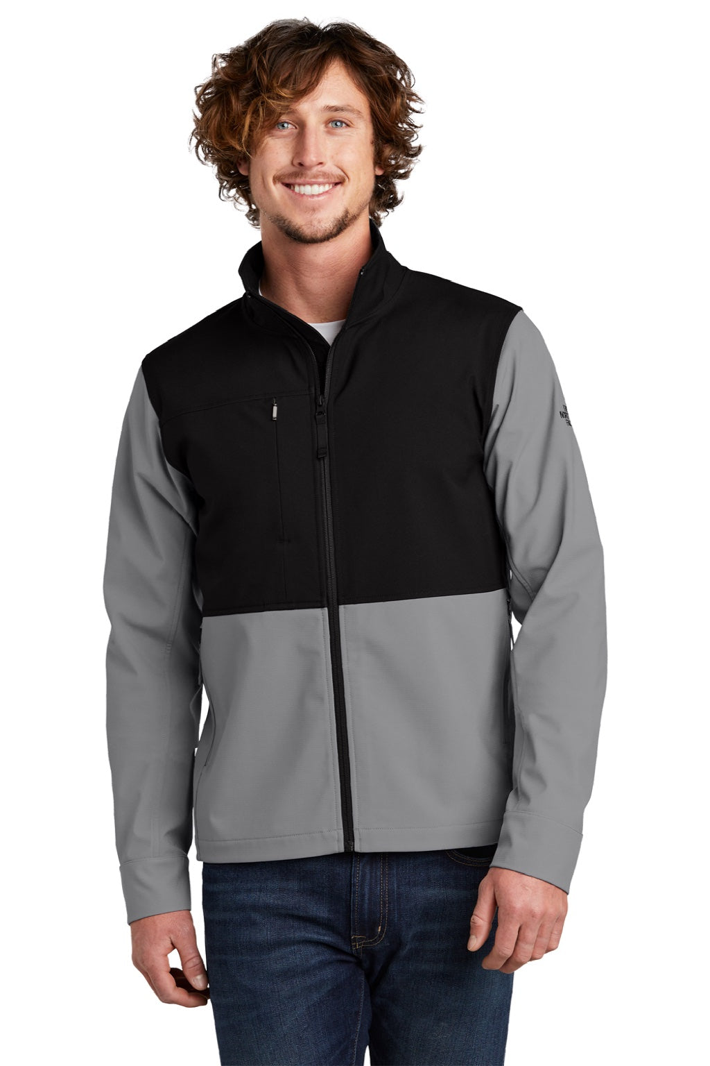 The North Face NF0A552Z Mens Castle Rock Wind & Water Resistant Full Zip Jacket Mid Grey Model Front