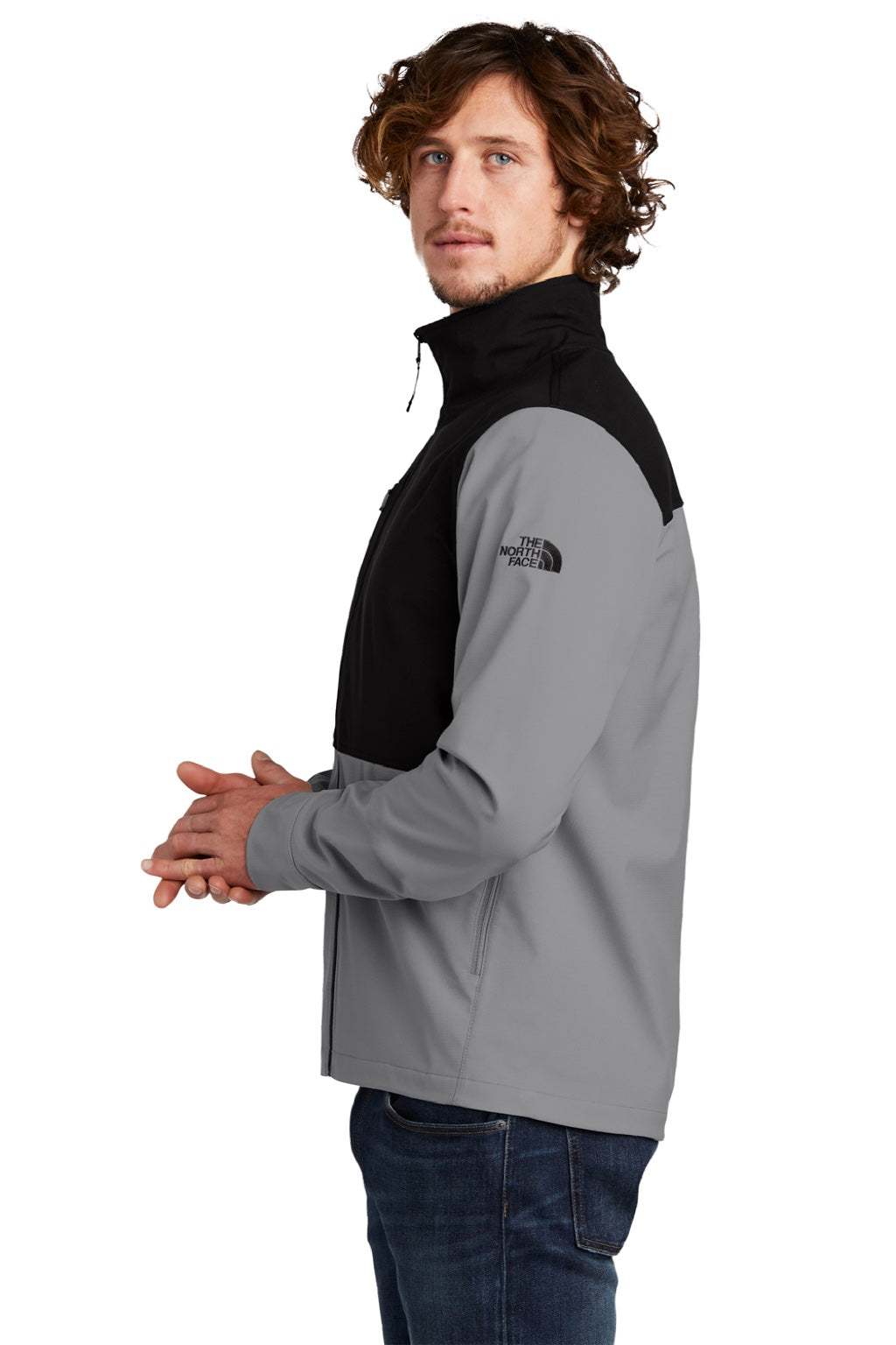 The North Face NF0A552Z Mens Castle Rock Wind & Water Resistant Full Zip Jacket Mid Grey Model Side