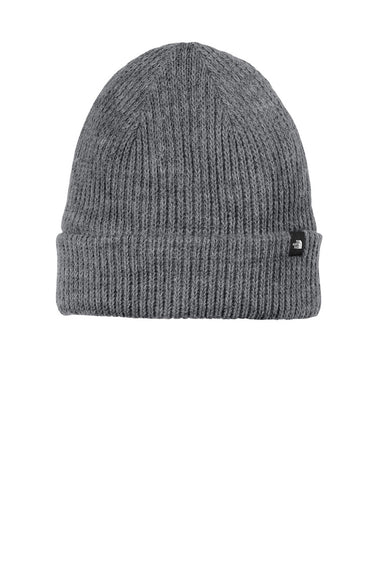 The North Face Hats NF0A7RGH Mens Circular Rib Beanie Heather Medium Grey Flat Front