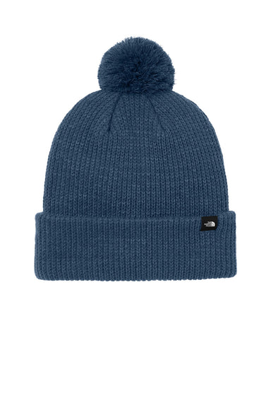The North Face Hats NF0A7RGI Mens Pom Beanie Shady Blue Flat Front
