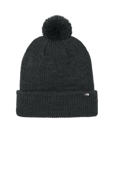 The North Face Hats NF0A7RGI Mens Pom Beanie Heather Black Flat Front