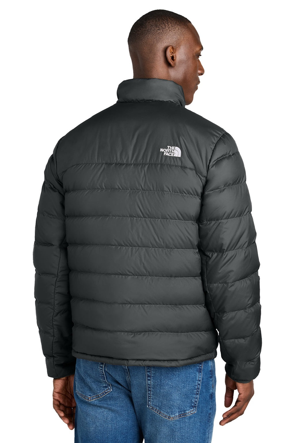 The North Face NF0A7V4F Mens Down Hybrid Water Resistant Full Zip Jacket Black Model Back