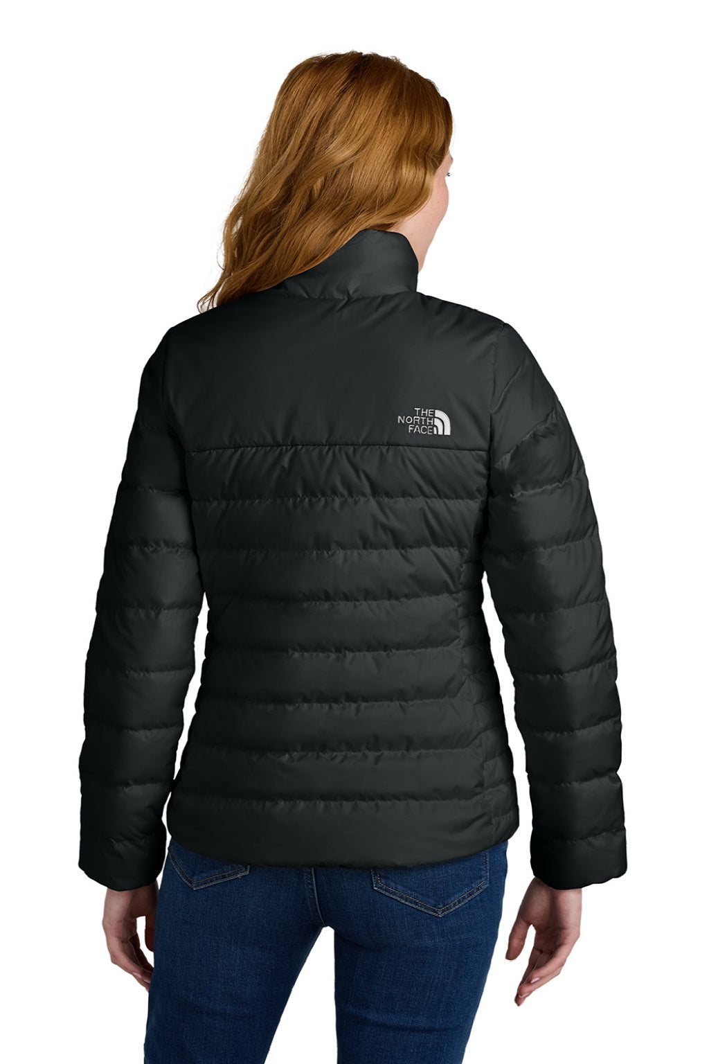 The North Face NF0A7V4G Womens Down Hybrid Water Resistant Full Zip Jacket Black Model Back