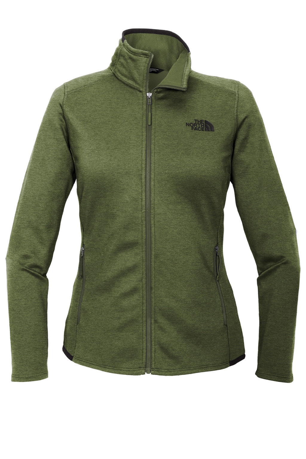 The North Face NF0A7V62 Womens Skyline Full Zip Fleece Jacket Heather Clover Green Flat Front