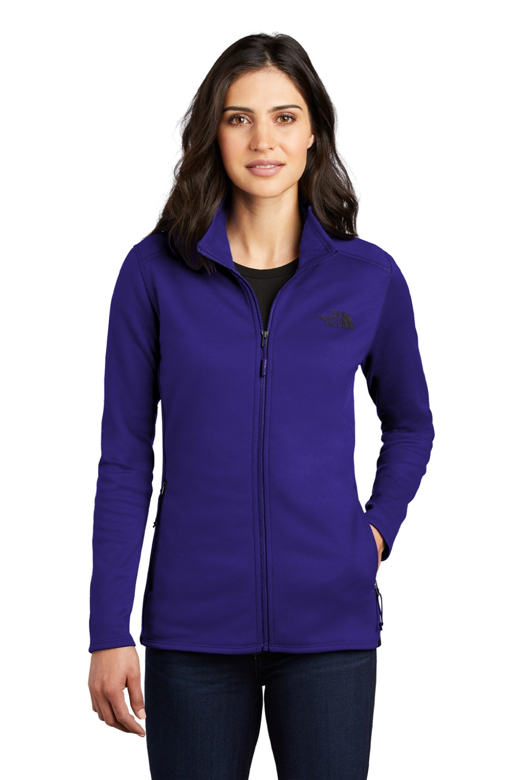 The North Face NF0A7V62 Womens Skyline Full Zip Fleece Jacket Lapis Blue Model Front