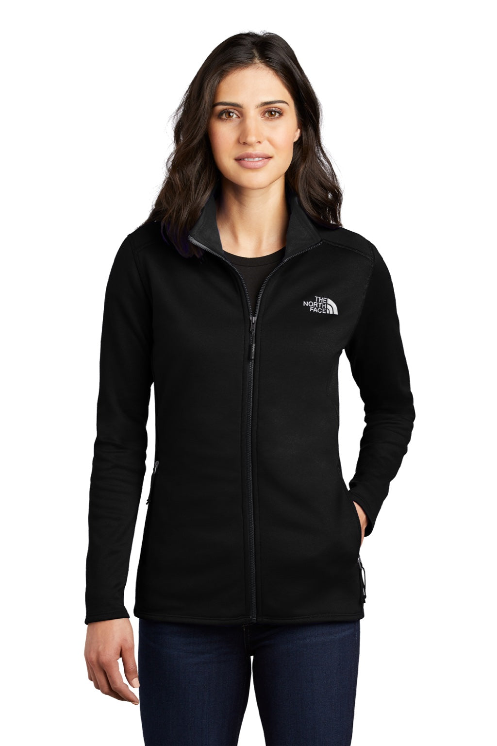 The North Face NF0A7V62 Womens Skyline Full Zip Fleece Jacket Black Model Front