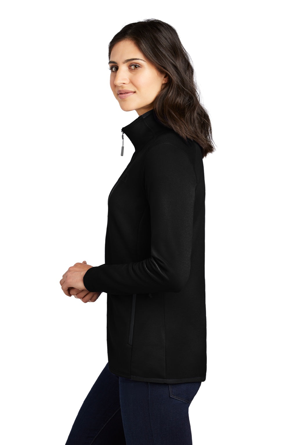 The North Face NF0A7V62 Womens Skyline Full Zip Fleece Jacket Black Model Side