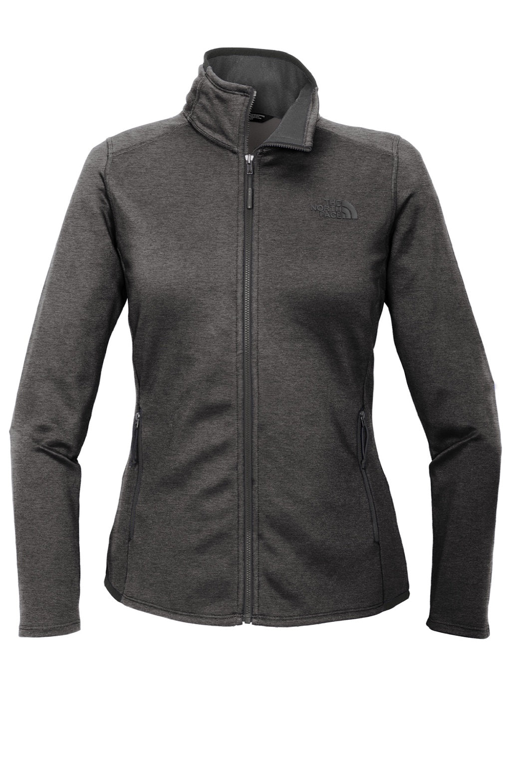 The North Face NF0A7V62 Womens Skyline Full Zip Fleece Jacket Heather Dark Grey Flat Front