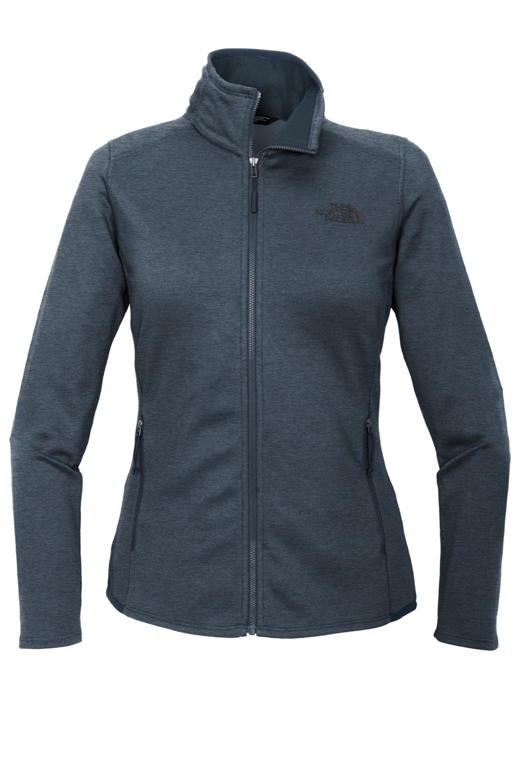 The North Face NF0A7V62 Womens Skyline Full Zip Fleece Jacket Heather Urban Navy Blue Flat Front