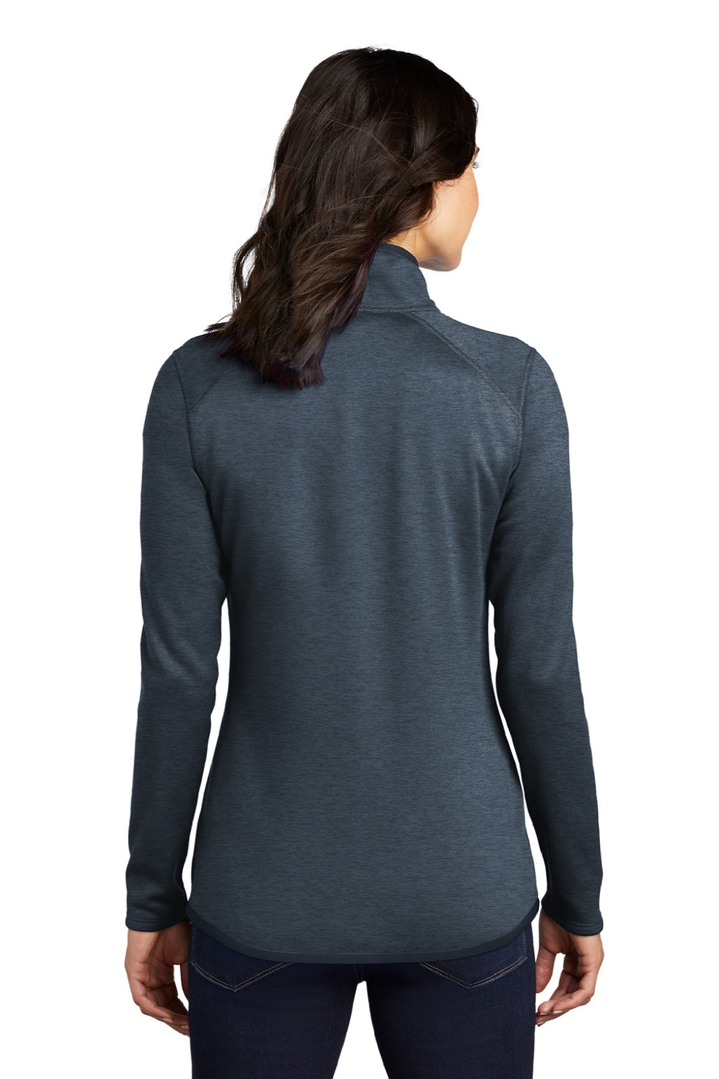 The North Face NF0A7V62 Womens Skyline Full Zip Fleece Jacket Heather Urban Navy Blue Model Back