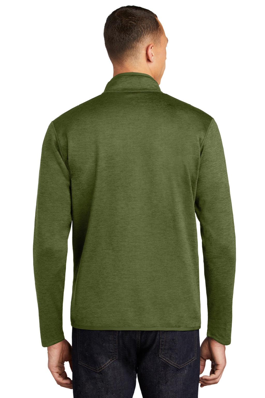 The North Face NF0A7V64 Mens Skyline Full Zip Fleece Jacket Heather Clover Green Model Back