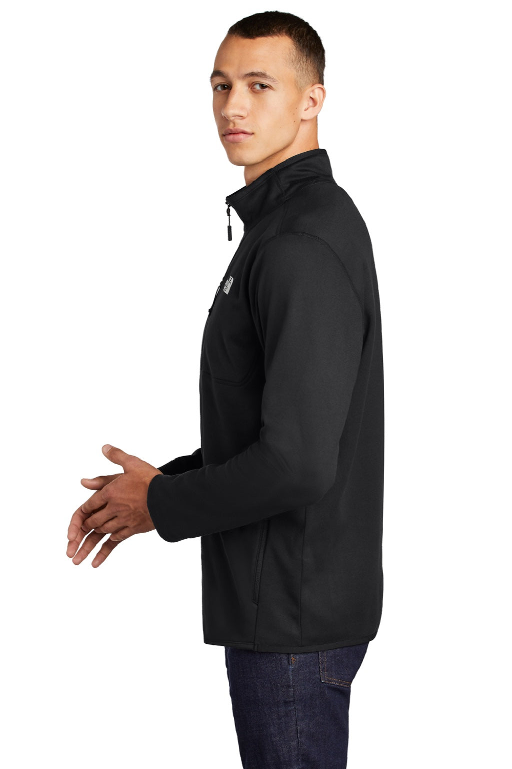 The North Face NF0A7V64 Mens Skyline Full Zip Fleece Jacket Black Model Side