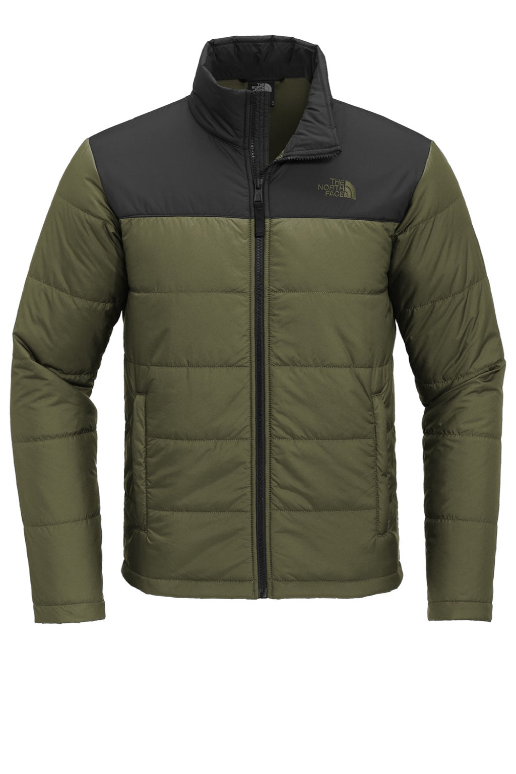 The North Face NF0A7V6J Mens Everyday Water Resistant Insulated Full Zip Jacket Burnt Olive Green Flat Front