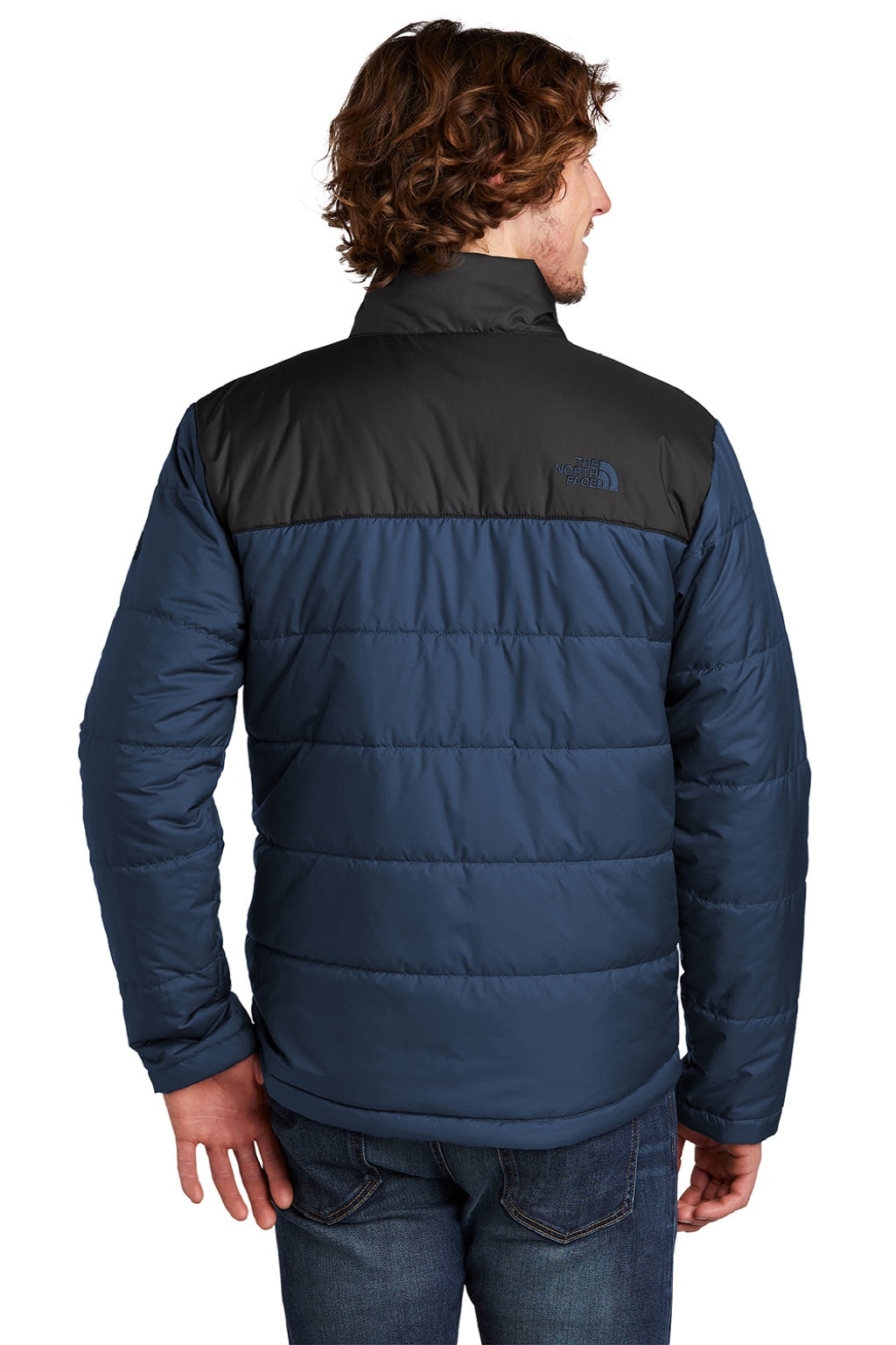 The North Face NF0A7V6J Mens Everyday Water Resistant Insulated Full Zip Jacket Shady Blue Model Back