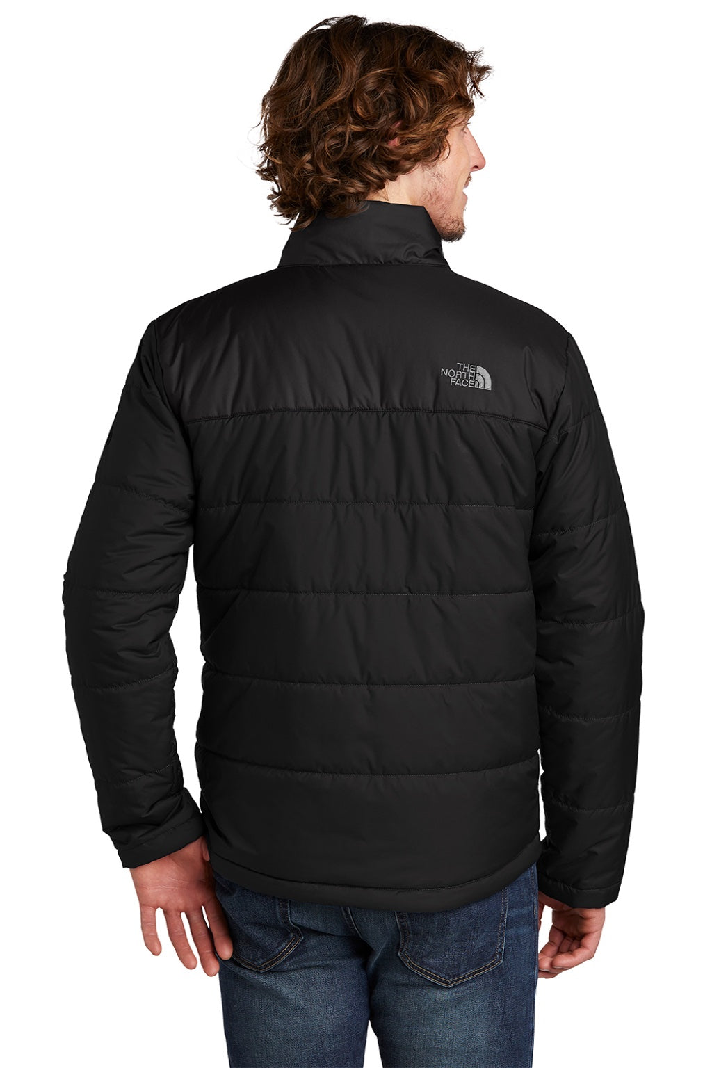The North Face NF0A7V6J Mens Everyday Water Resistant Insulated Full Zip Jacket Black Model Back