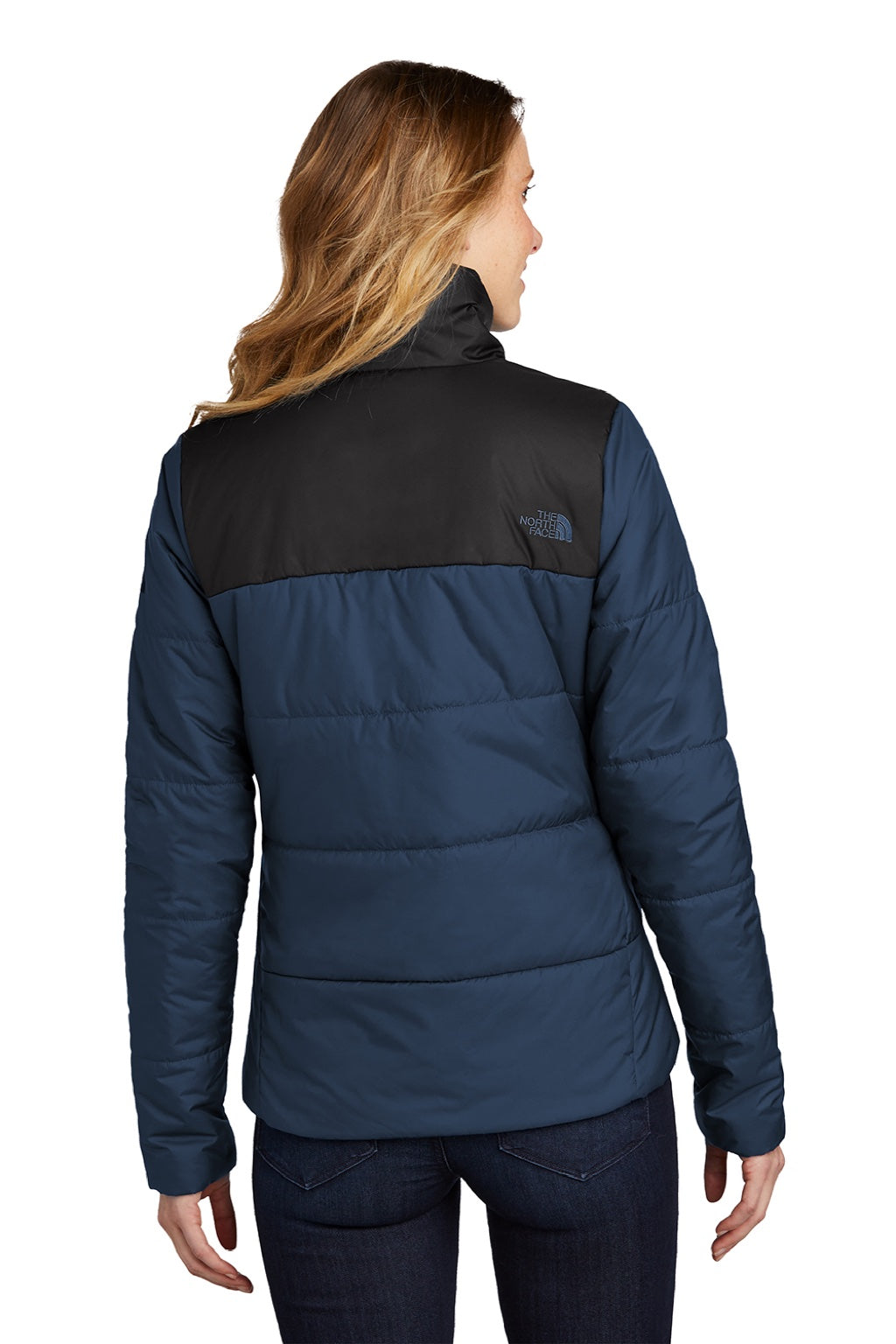 The North Face NF0A7V6K Womens Everyday Water Resistant Insulated Full Zip Jacket Shady Blue Model Back