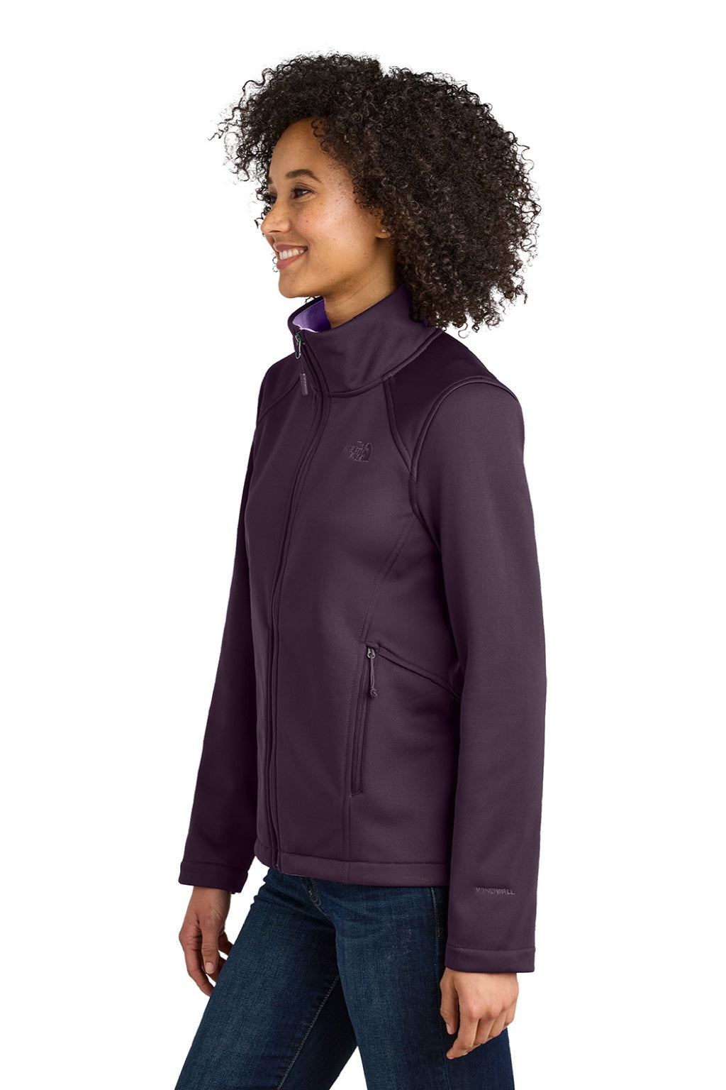 The North Face NF0A88D4 Womens Ridgewall Wind & Water Resistant Soft Shell Full Zip Jacket Blackberry Wine Purple Model Side