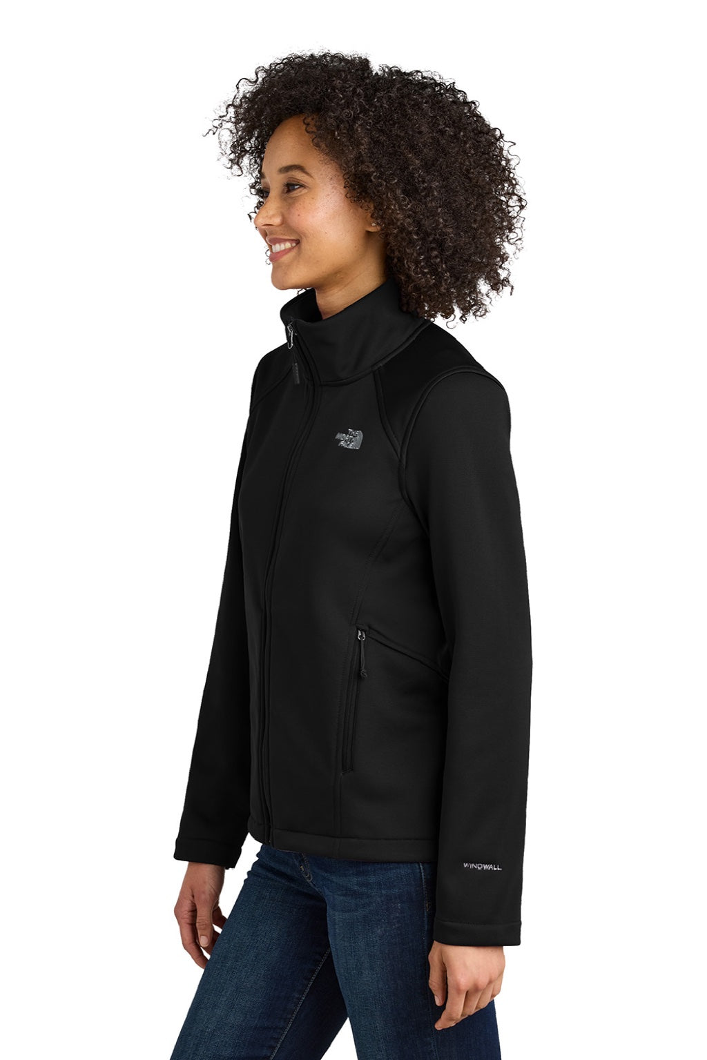 The North Face NF0A88D4 Womens Ridgewall Wind & Water Resistant Soft Shell Full Zip Jacket Black Model Side