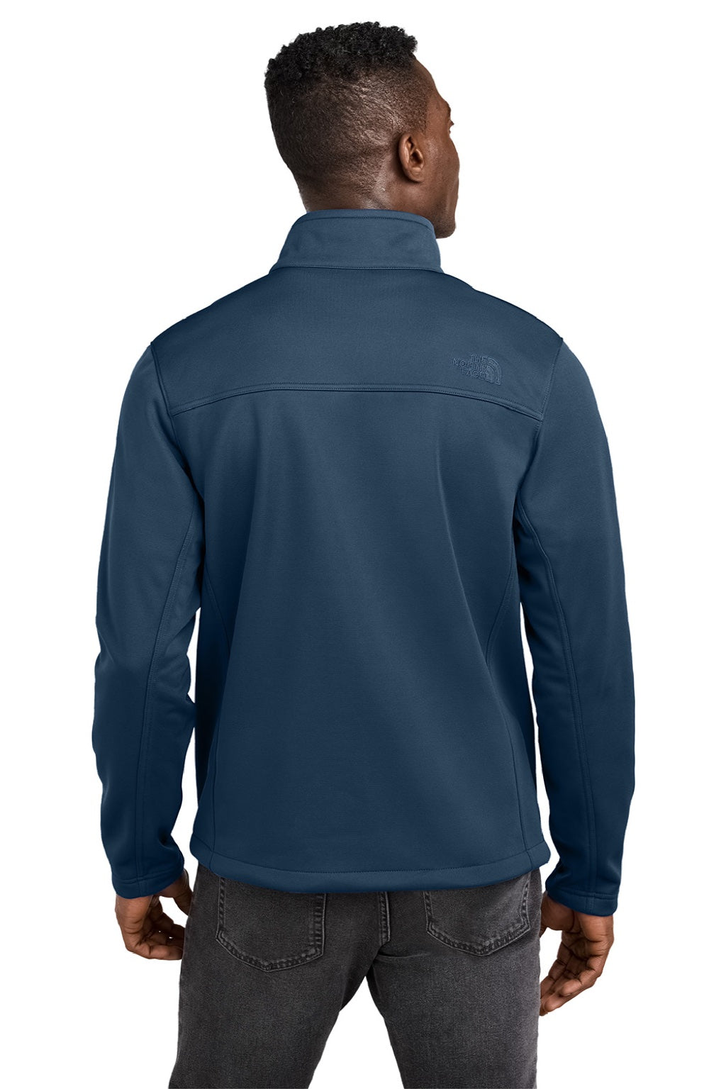 The North Face NF0A88D5 Mens Ridgewall Wind & Water Resistant Soft Shell Full Zip Jacket Shady Blue Model Back