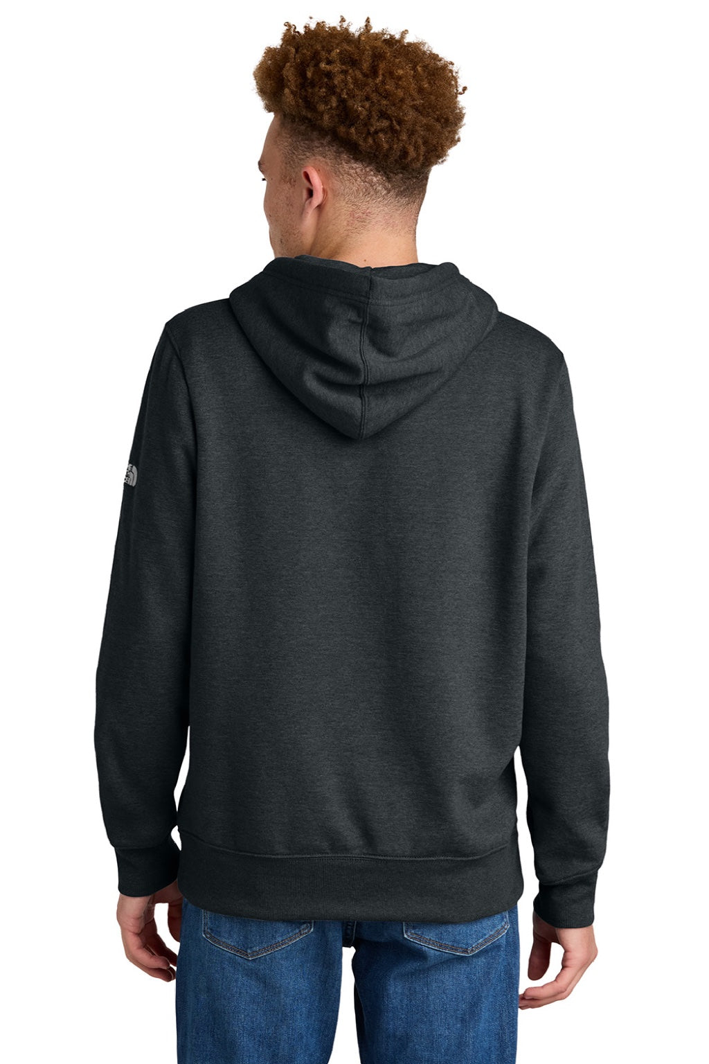The North Face NF0A8AU0 Mens Hooded Sweatshirt Hoodie w/ Pouch Pocket Heather Black Model Back