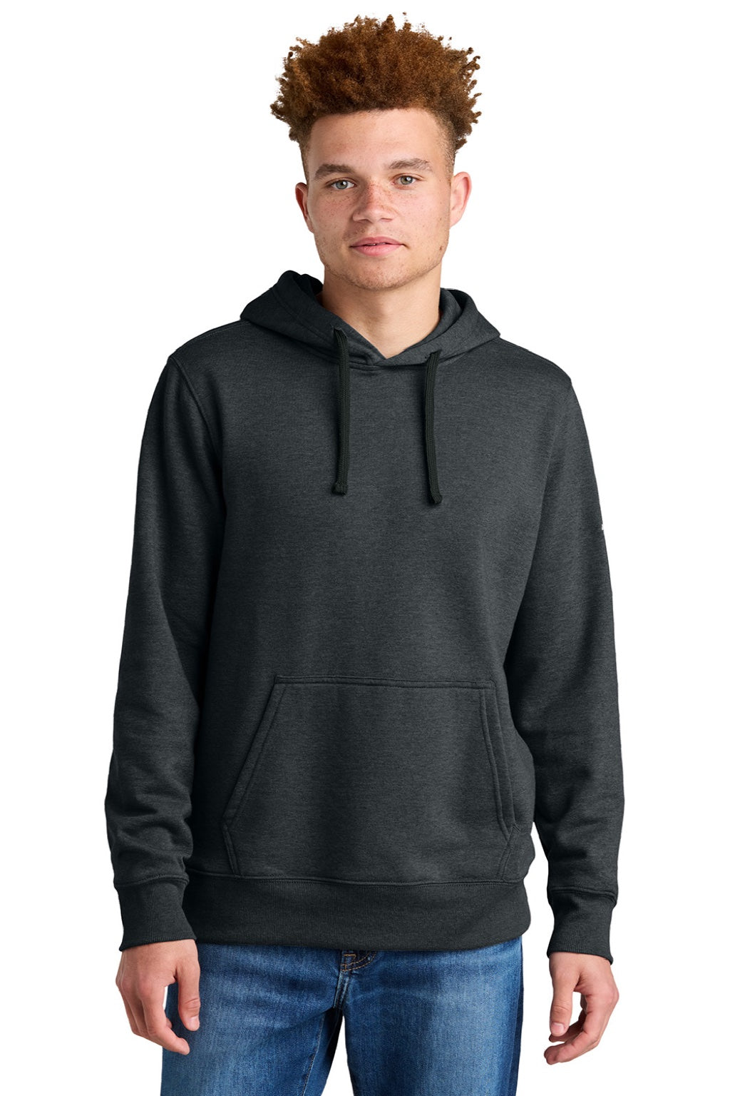 The North Face NF0A8AU0 Mens Hooded Sweatshirt Hoodie w/ Pouch Pocket Heather Black Model Front