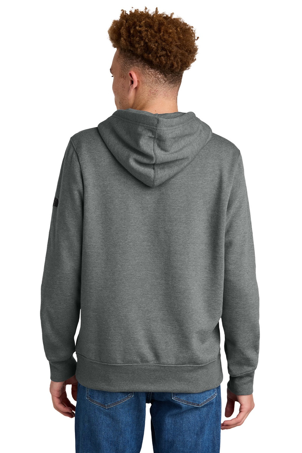 The North Face NF0A8AU0 Mens Hooded Sweatshirt Hoodie w/ Pouch Pocket Heather Medium Grey Model Back