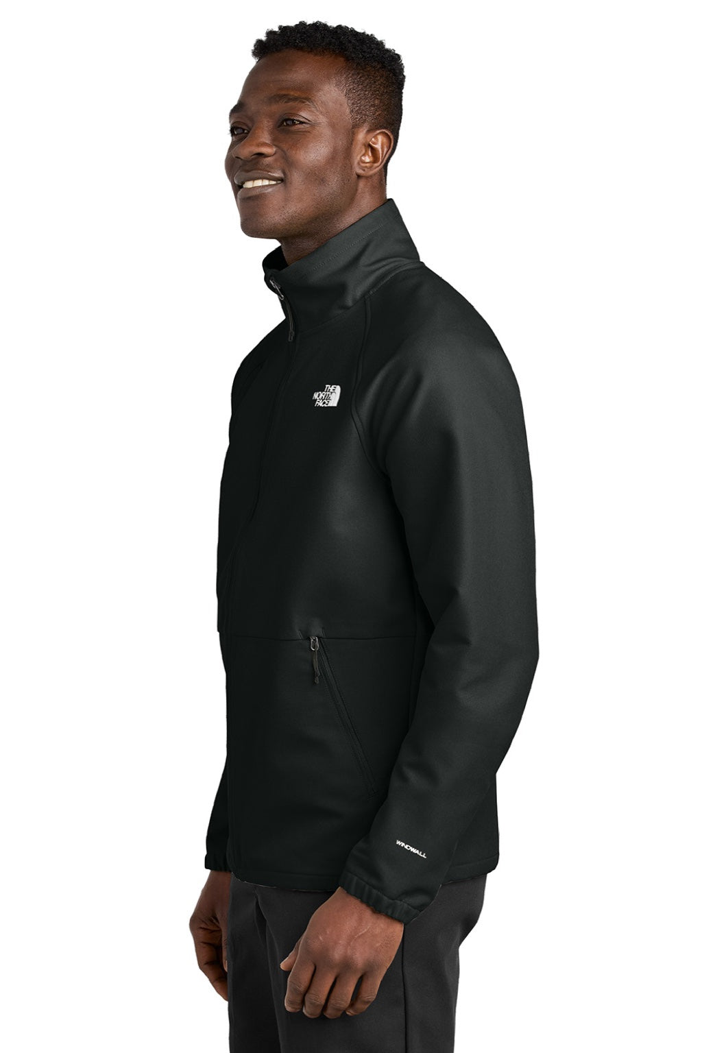 The North Face NF0A8BUD Mens Barr Lake Water Resistant Soft Shell Full Zip Jacket Heather Black Model Side
